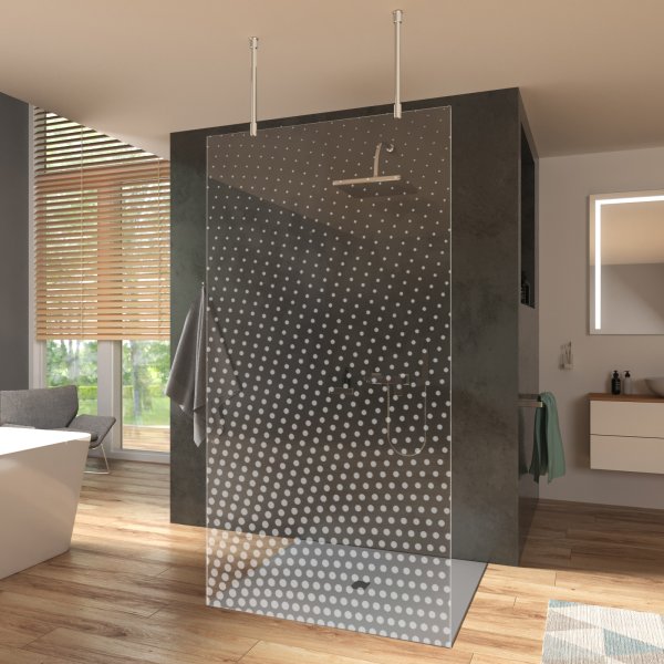 Alleinstehende Glaswand Dusche mit Motiv DOT 1