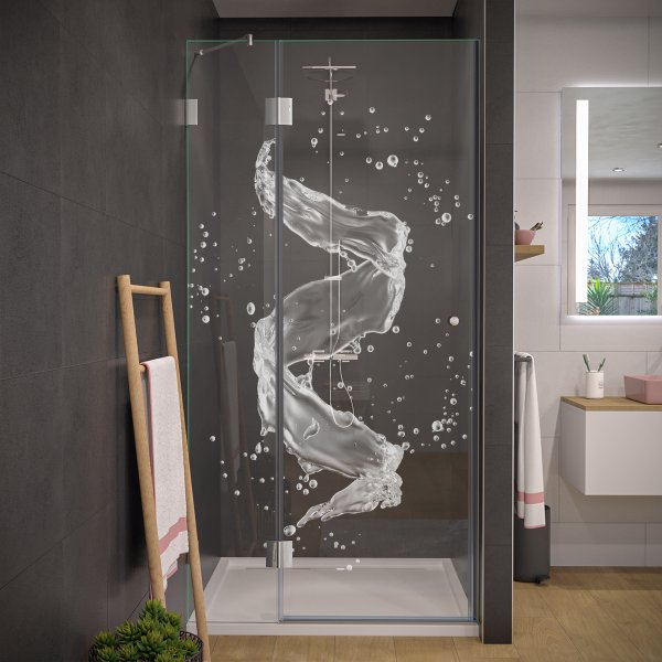 Design Duschtür nach Maß aus Glas WASSER 3/104