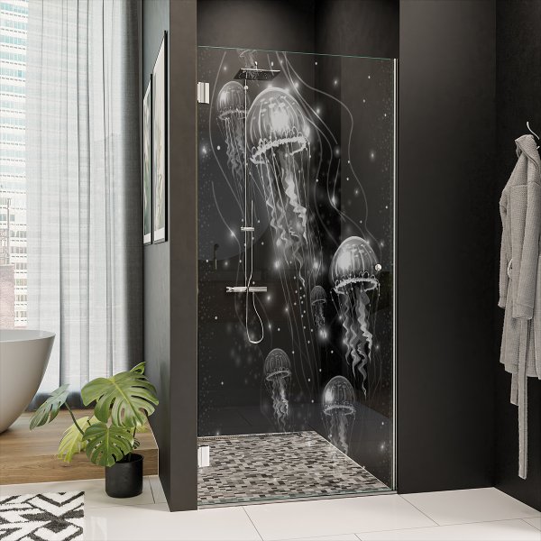 Dusche Echtglas-Tür nach Maß QUALLEN 101
