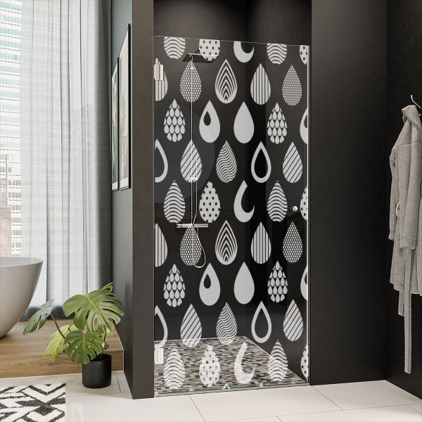 Dusche Echtglas-Tür nach Maß TROPFEN 2/101