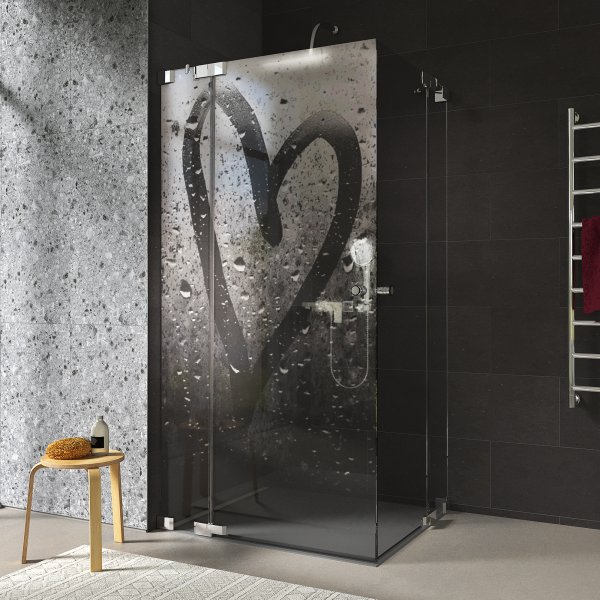 Duschkabine Glas Eckeinstieg mit Motiv HERZ 209