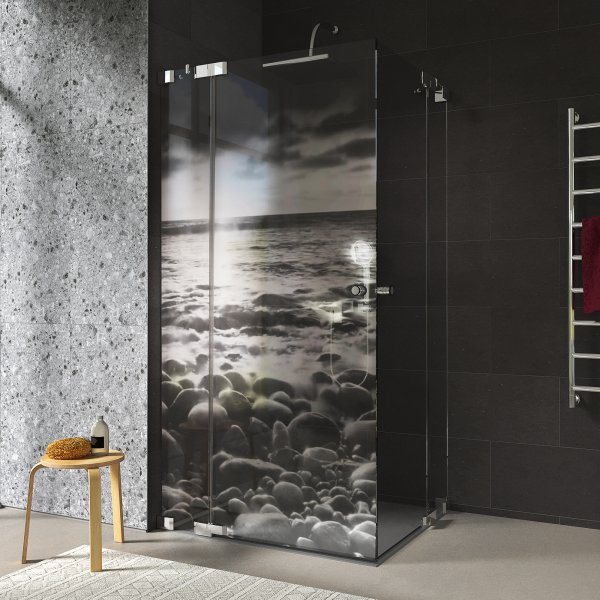 Duschkabine Glas Eckeinstieg mit Motiv MEER 1/209