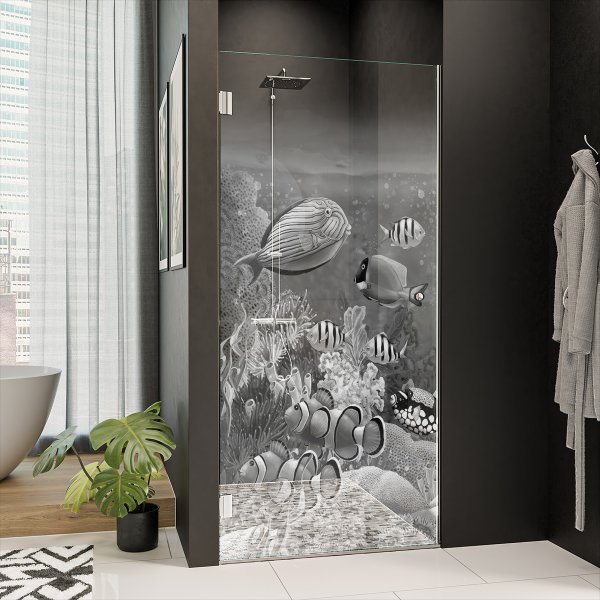 Duschtür Glas mit Motiv FISCHE 3/101