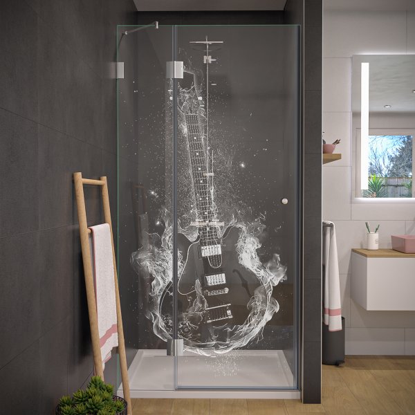 Duschtür aus Glas Laser-Design GITARRE 104