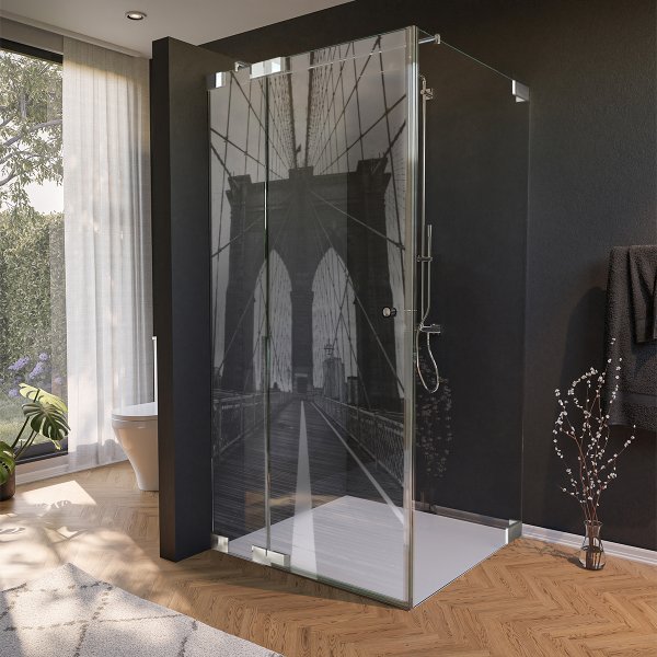 Glas Duschkabine Tür seitlich mit Motiv BROOKLYN BRIDGE 210