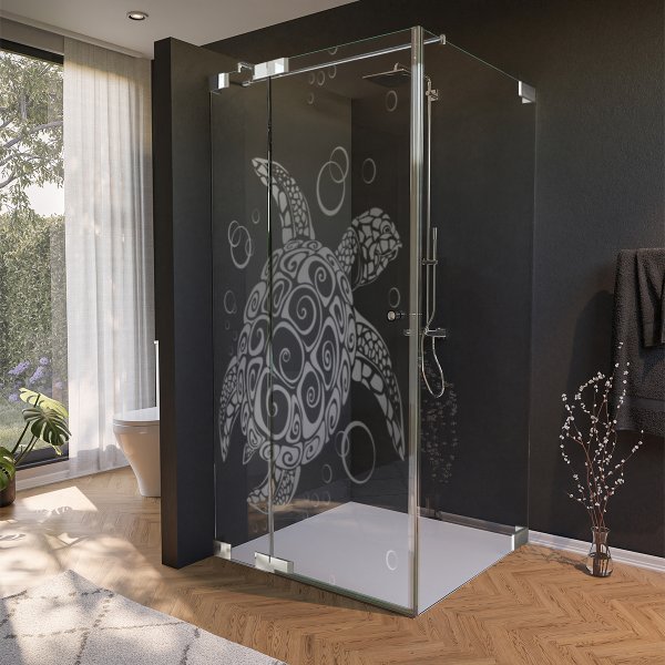 Glas Duschkabine Tür seitlich mit Motiv SCHILDKRÖTE 210
