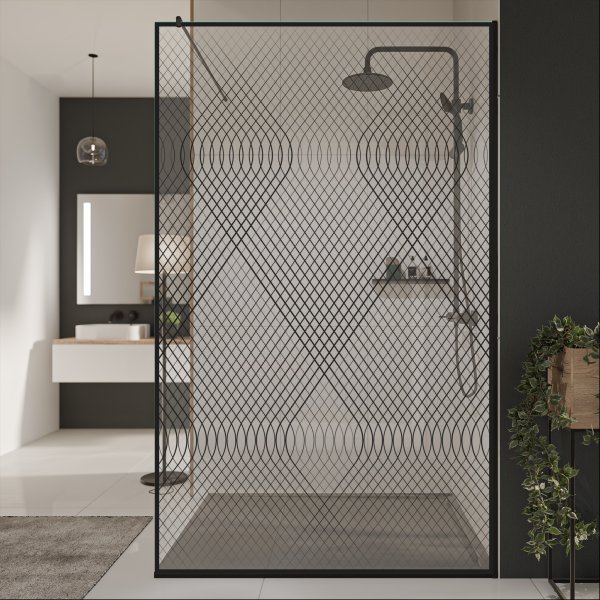 Glastrennwand Dusche mit Farbdruck FRAME ACACIA