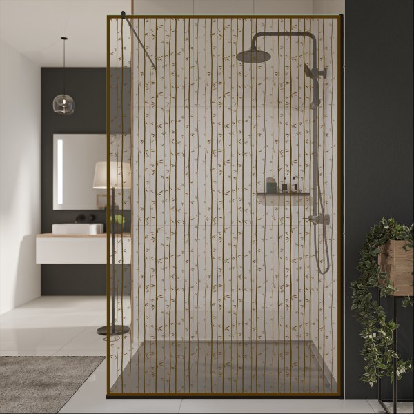 Glastrennwand Dusche mit Farbdruck FRAME BAMBOO 3