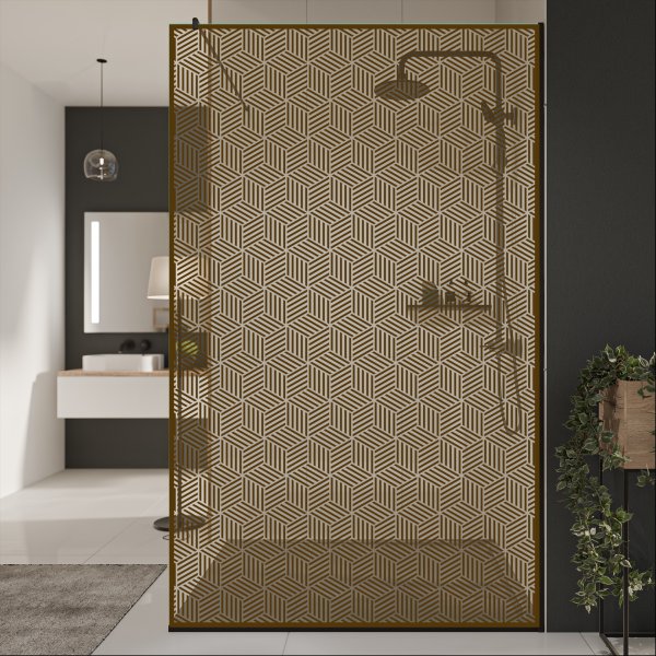 Glastrennwand Dusche mit Farbdruck FRAME CUBUS
