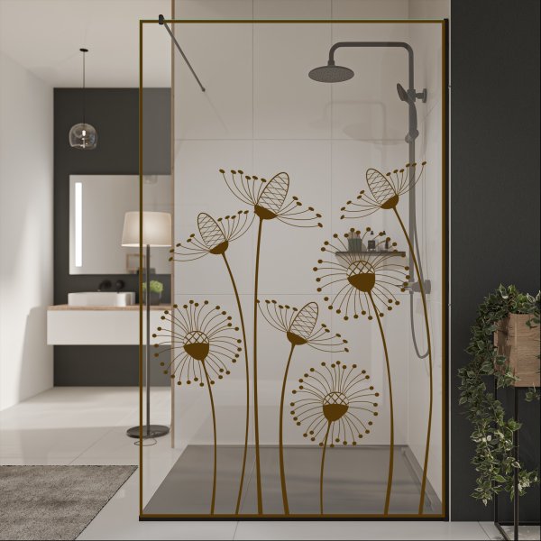 Glastrennwand Dusche mit Farbdruck FRAME DANDELION