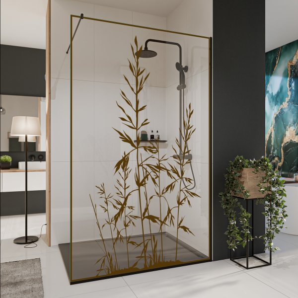 Glastrennwand Dusche mit Farbdruck FRAME GRÄSER