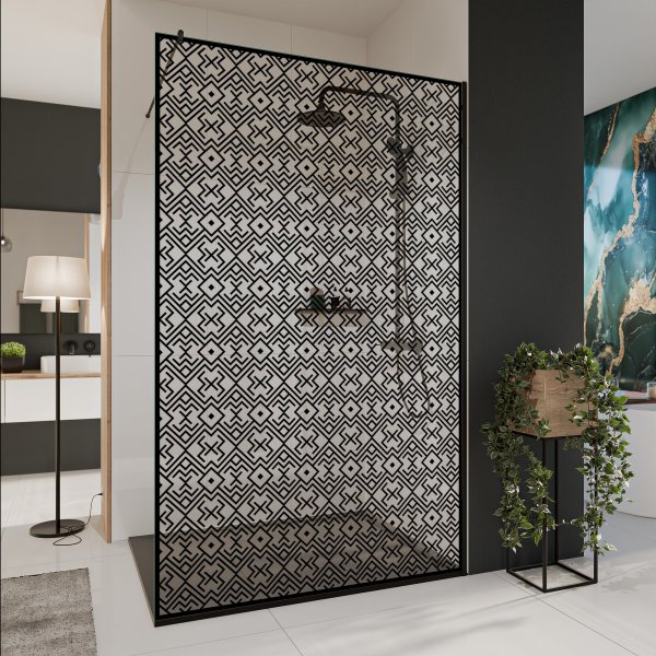 Glastrennwand Dusche mit Farbdruck FRAME MEMPHIS 2