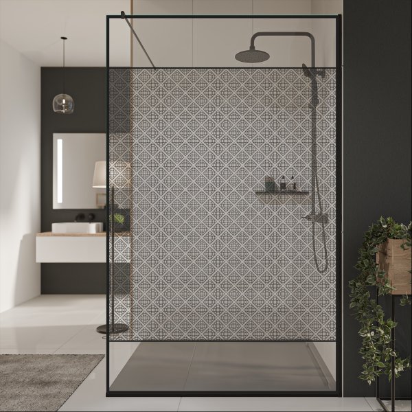 Glastrennwand Dusche mit Farbdruck FRAME SQUARES