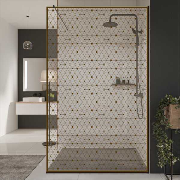 Glastrennwand Dusche mit Farbdruck FRAME TRIANGEL