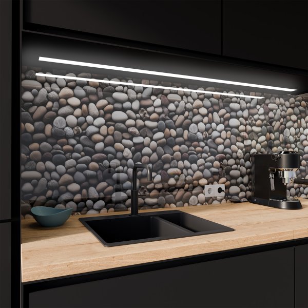 Küchenrückwand ESG Glas 6mm mit keramischen Farbdruck KIESELSTEINE 2