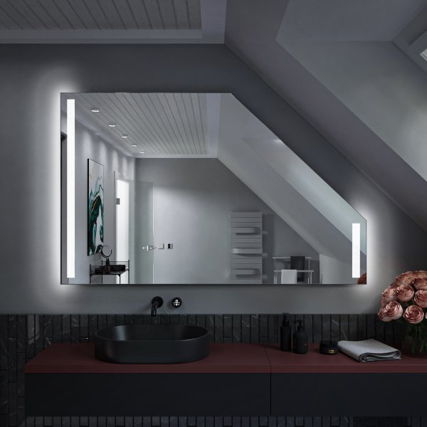 LED Badspiegel mit Dachschräge - SDS022