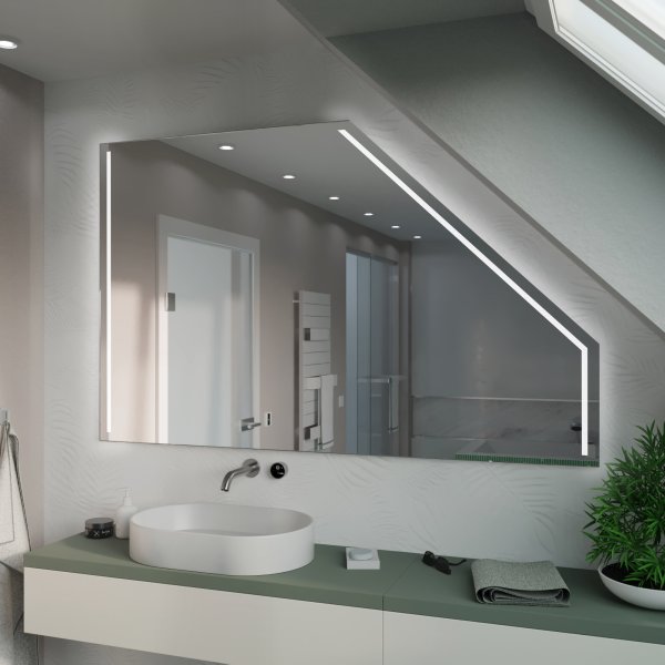 LED Badspiegel mit Dachschräge - SDS025