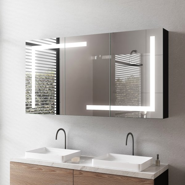 LED Badspiegelschrank aus Aluminium - Rhein/Schwarz
