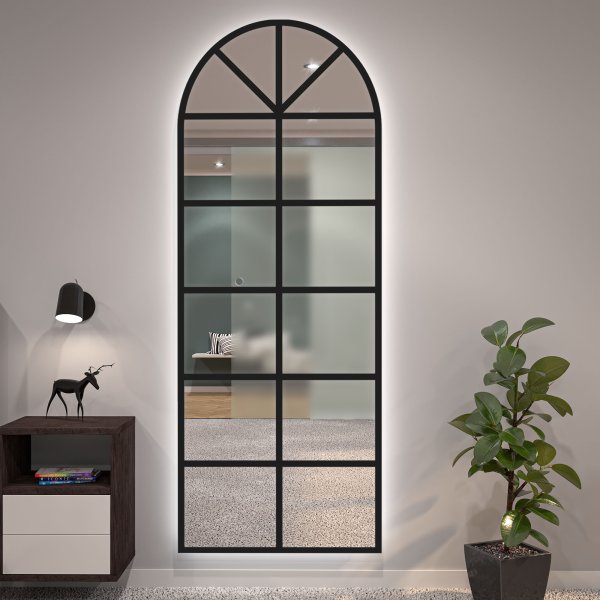 LED Spiegel Bogen-Fenster schwarz Teillack F651L4BTL