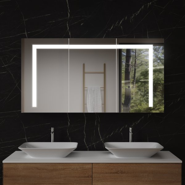 LED Spiegelschrank aus Aluminium - Aller/Weiß