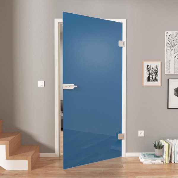 Lackierte Glastür Blau Uni