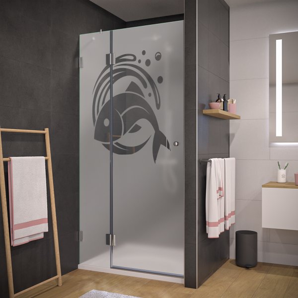 Nischentür für Dusche mit Motiv FISCH 104