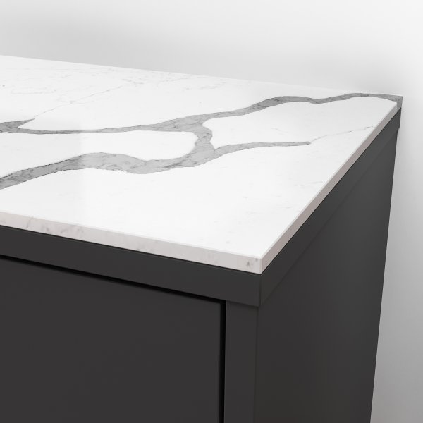 Quarzkomposit Platte Kunststein weiß poliert Statuario 2 cm