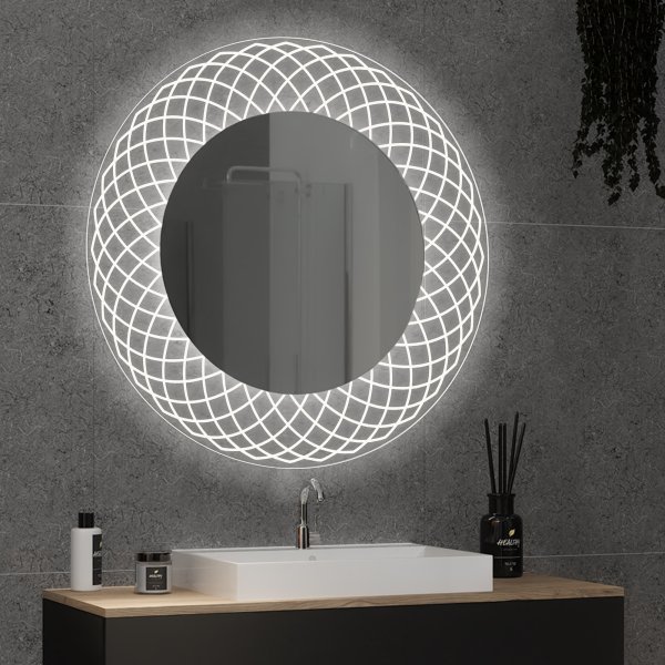Runder LED Spiegel mit Glas-Rahmen Lisandra 1