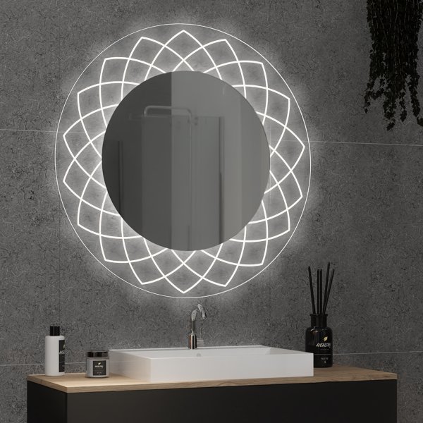 Runder LED Spiegel mit Glas-Rahmen Lisandra 2