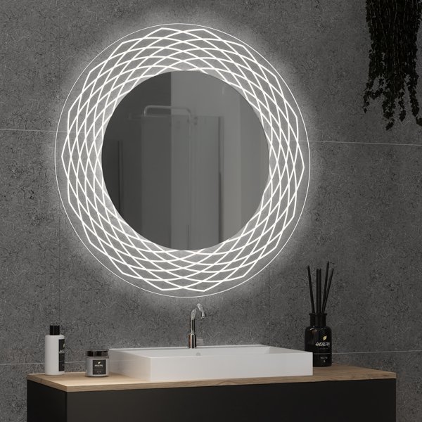 Runder LED Spiegel mit Glas-Rahmen Lisandra 3