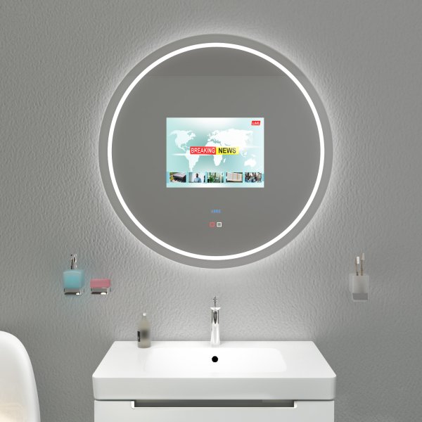 Runder Spiegel mit Fernseher SATURN
