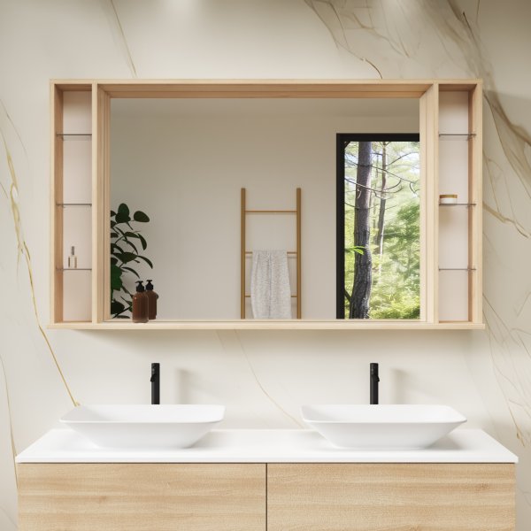 Spiegel mit Holzrahmen und Regal - Madera 5