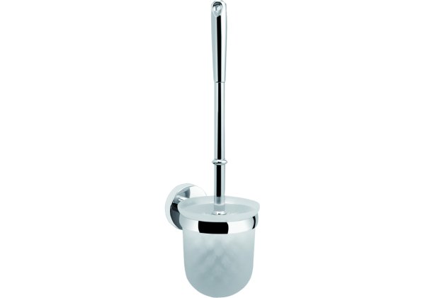 WC Bürste mit Wandhalterung aus Glas (satiniert)