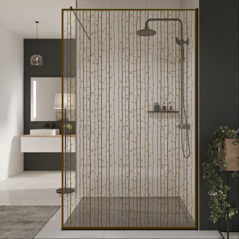 Glastrennwand Dusche mit Farbdruck FRAME BAMBOO 3