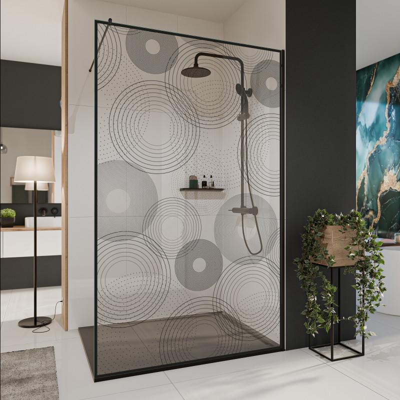 Glastrennwand Dusche mit Farbdruck FRAME CIRCLE