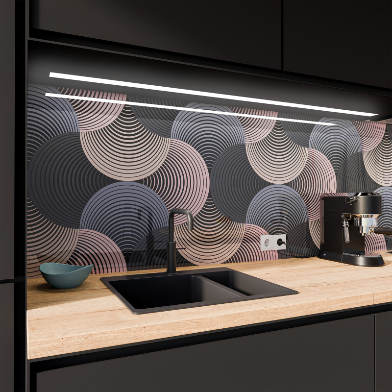 Küchenrückwand ESG Glas 6mm mit keramischen Farbdruck Disco 1