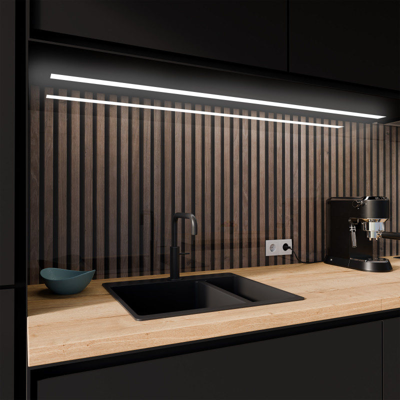 Küchenrückwand ESG Glas 6mm mit keramischen Farbdruck LAMELLEN 1