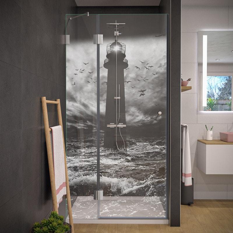 Duschtür aus Glas Laser-Design LEUCHTTURM 2/104