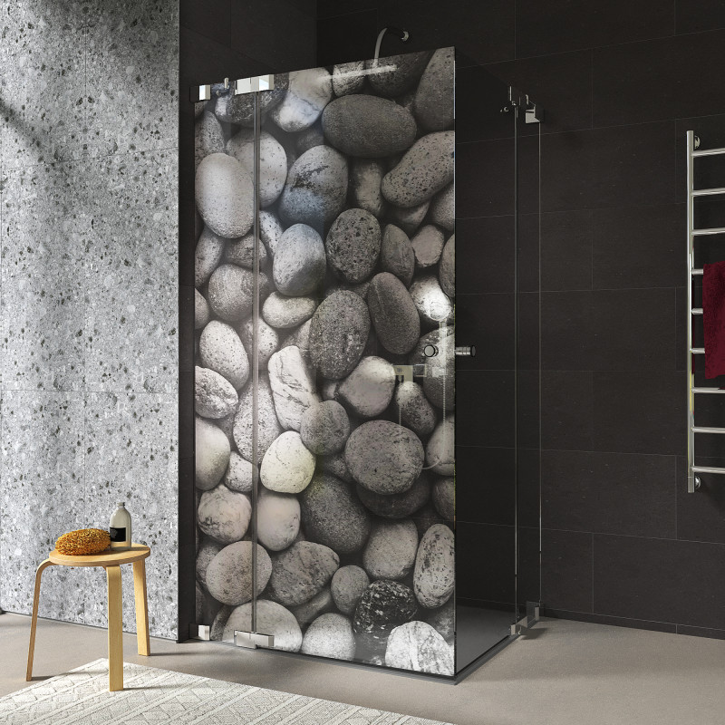 Duschkabine Glas Eckeinstieg mit Motiv STEINE 209