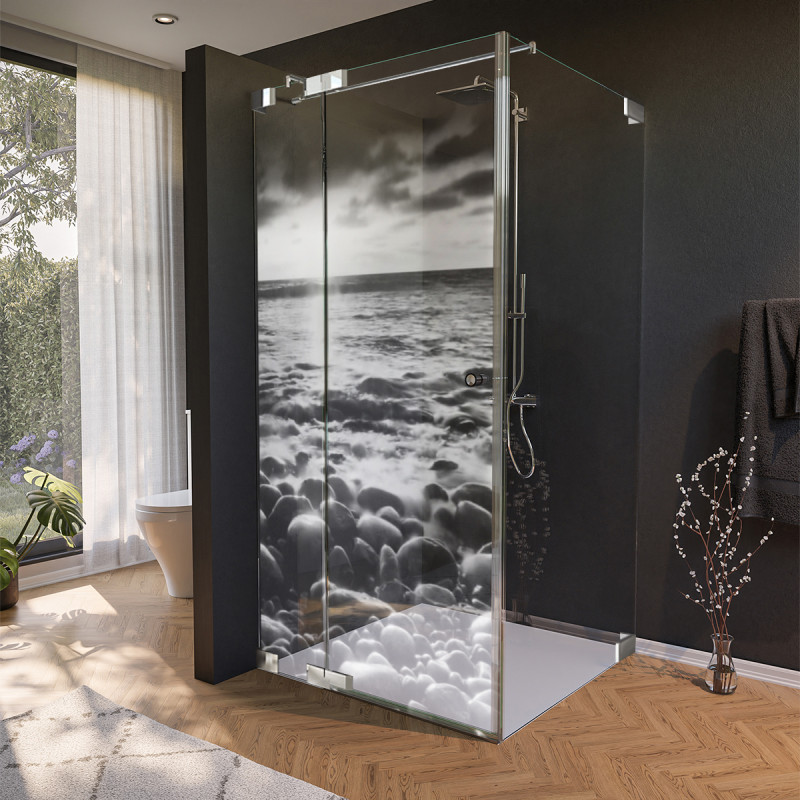 Glas Duschkabine Tür seitlich mit Motiv MEER 1/210