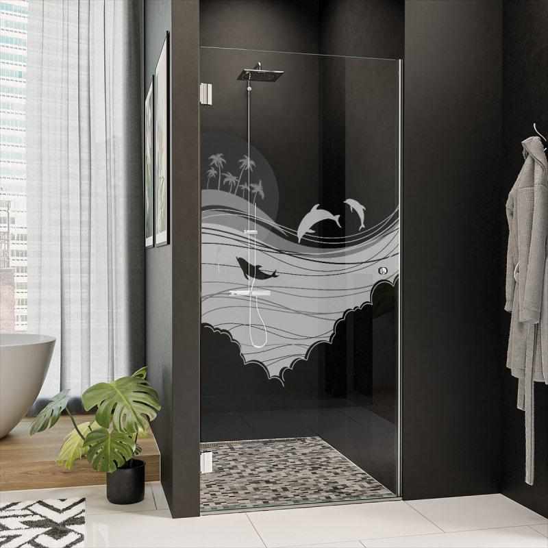 Glastür für die Dusche mit Motiv MEER 2/101