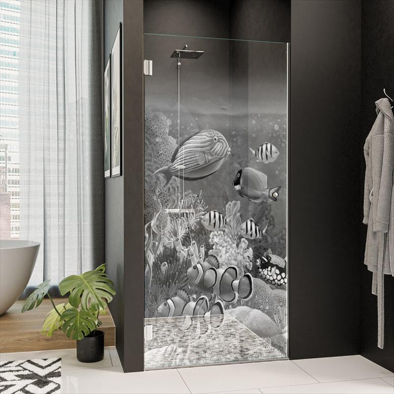 Duschtür Glas mit Motiv FISCHE 3/101