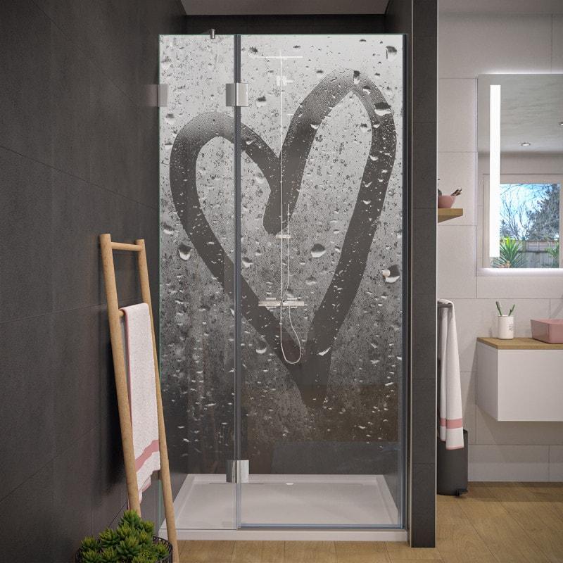 Design Duschtür nach Maß aus Glas HERZ 104
