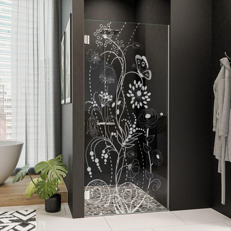 Dusche Glastür nach Maß mit Motiv BLUMEN 1/101
