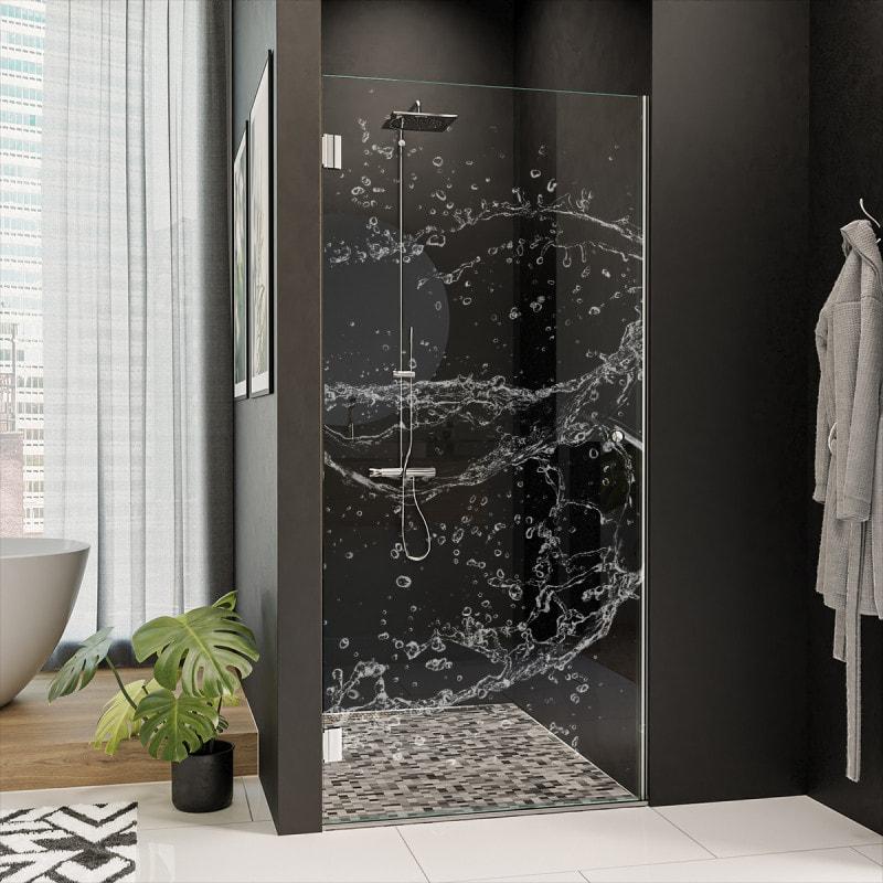 Dusche Nischentür Echtglas mit Motiv WASSER 4/101