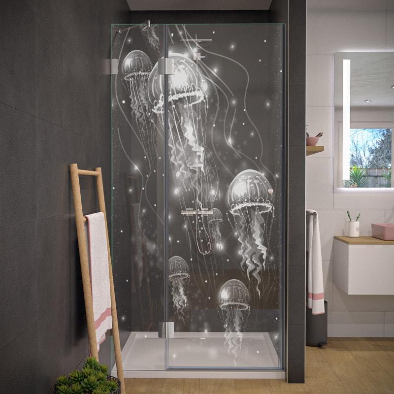 Duschtür aus Glas Laser-Design QUALLEN 104