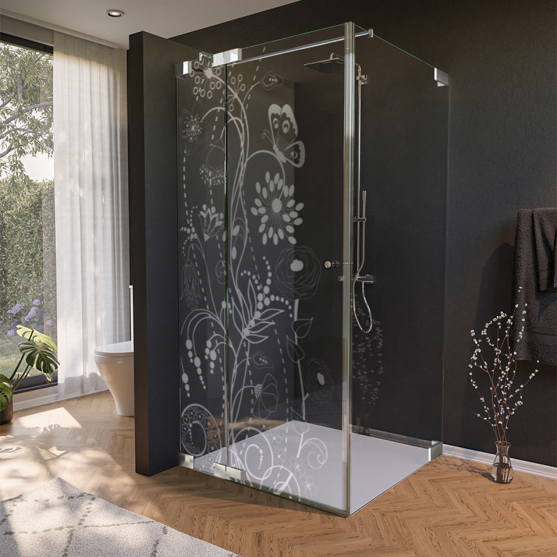 Glas Duschkabine Tür seitlich mit Motiv BLUMEN 1/210
