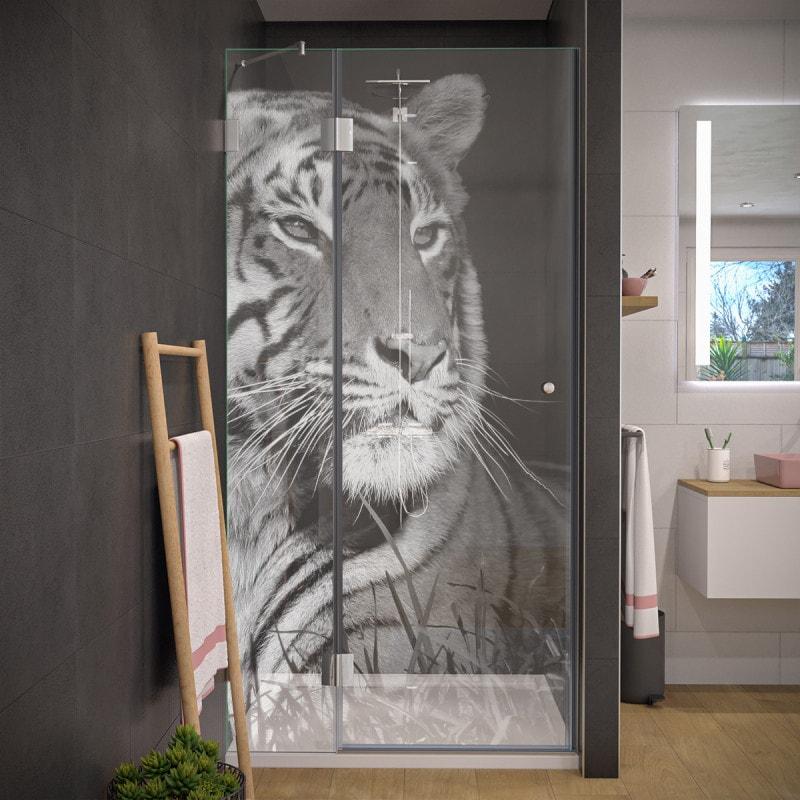 Glas Duschtür auf Maß mit Motiv TIGER 104