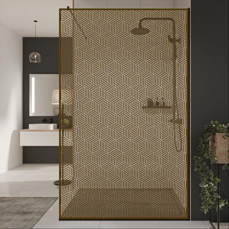 Glastrennwand Dusche mit Farbdruck FRAME CUBUS