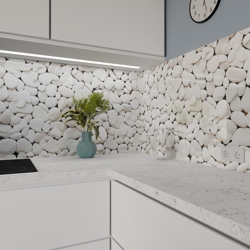 Küchenrückwand ESG Glas 6mm mit keramischen Farbdruck KIESELSTEINE 1